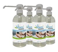 Vindi Désinfectant solution hydroalcoolique - Lot de 4 flacons pompe de 500ml - Fabrication Française - 76% d'alcool - Désinfection des mains et des surfaces