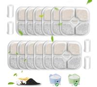 VinDox Filtres de Fontaine pour Chat 12 pièces de filtres et 4 tuyaux en Silicone pour 2,5L Fontaine a Eau Chat pour 43722 Filtres de Remplacement Chat Fontaine à Eau résine et Charbon Actif