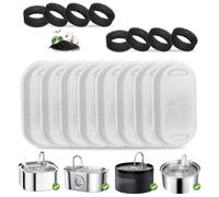 Vindox Filtres pour Fontaine a Eau Chat, 8+8 pièces Filtre à Charbon et Une éponge en Mousse pour Chat en Acier Inoxydable de 3.2L Fontaines à avec la résine et Charbon Actif