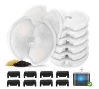 VinDox Lot de 16 filtres pour fontaine à chat LED de 2,5 l avec résine et charbon actif pour chats et chiens, triple filtration