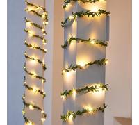 Vine d'olive Féerie, 6,5 à 33 Pieds Scintiller La Vigne d'olive, Verdure Artificielle Brillante Guirlande, Bandes Légères à LED Chaudes pour Décoration De Cheminée De Table, Batte E 16.4' (50 Lights)