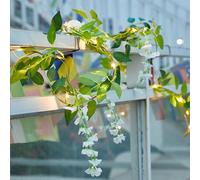 Vine d'olive Féerie, 6,5 à 33 Pieds Scintiller La Vigne d'olive, Verdure Artificielle Brillante Guirlande, Bandes Légères à LED Chaudes pour Décoration De Cheminée De Table, Batte D 16.4' (50 Lights)