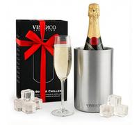 VINENCO Refroidisseur a Vin Inox de Bouteilles Seau a Champagne Double Paroi Isole | Rafraichisseur de Vin Blanc Refroidisseur de Boissons | Coffret Cadeau Hommes Femmes Accessoires Vin Idee Cadeau