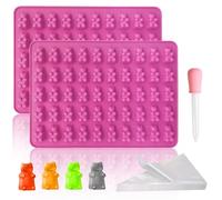 VINEST Silicone En Forme D'Ours En Gélatine, Moule En Silicone Avec 1 Pipette Et 50 Sac À Douille, Moldes Silicona Reposteria Pour Chocolats Ou Bonbons En Forme D'Ourson