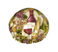 Vineyard Collection Bouteilles de vin Merlot Bonnets de douche Bonnet de bain élastique multi-usages Bonnet de cheveux imperméable pour spa/salon/usage domestique/hôtel/voyage