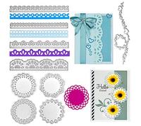 VINFUTUR 4pcs Ronde Dentelle en Matrices de Découpe + 4pcs Scrapbooking Dies de Découpe Dentelle Creuse + 1pcs Étoiles et Coeurs Cutting Dies Album de Scrapbooking Outil de Gaufrage