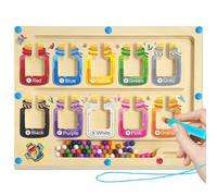 VingaHouse Labyrinthe Magnetique Enfant, Montessori Jouet Magnétique en Bois Labyrinthe avec Perles de Couleur pour Apprendre Maternelle Activités de Motricité Jouet pour Enfants de 3 4 5 Ans