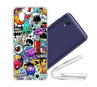 vingarshern Coque Alcatel 1 (2019) 5033D/5033X Housse Cover Anti Choc Protection,Ultra Fine Bumper Case Étui Alcatel 1 2019 Coque en Silicone Souple Back Couverture,Art Graffiti
