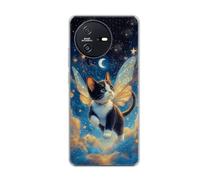 vingarshern Coque Compatible avec Blackview OSCAL Tiger 12,Housse en Silicone Transparent Souple Ultra Fine Légère,Antichoc et Antrayures avec Design Motivé - Chat Volant