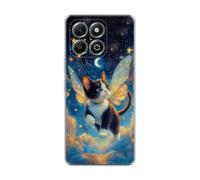 vingarshern Coque Compatible avec Honor X6b 4G,Housse en Silicone Transparent Souple Ultra Fine Légère,Antichoc et Antrayures avec Design Motivé - Chat Volant