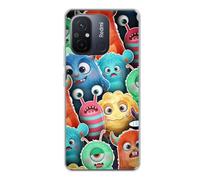 vingarshern Coque Compatible avec Redmi 12C,Housse en Silicone Transparent Souple Ultra Fine Légère,Antichoc et Antrayures avec Design Motivé - Petits Monstres