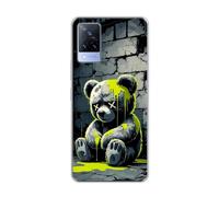 vingarshern Coque Compatible avec Vivo V21 5G,Housse en Silicone Transparent Souple Ultra Fine Légère,Antichoc et Antrayures avec Design Motivé - Ours Triste