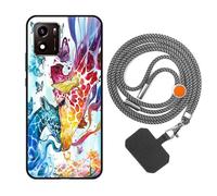 vingarshern Coque Compatible avec Vivo Y01 Antichoc Silicone Bumper Case Étui de Protection Housse Coque avec Motif,Souple Coque avec Cordon Detachable,Girafe