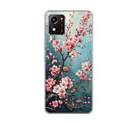vingarshern Coque Compatible avec Vivo Y01,Housse en Silicone Transparent Souple Ultra Fine Légère,Antichoc et Antrayures avec Design Motivé - Fleurs de Prunier