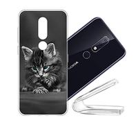 vingarshern Coque Nokia 6.1 Plus/Nokia X6 Housse Cover Anti Choc Protection,Ultra Fine Bumper Case Étui Nokia 6.1 Plus / X6 Coque en Silicone Souple Back Couverture,Chaton 02