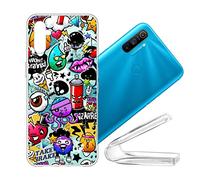 vingarshern Coque Oppo Realme C3 Housse Cover Anti Choc Protection,Ultra Fine Bumper Case Étui Realme C3 Coque en Silicone Souple Back Couverture,Art Graffiti