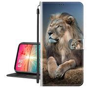 vingarshern Coque pour Huawei Honor 8X Housse Cuir PU Couverture,Flip Cover Fermeture Magnétique Protection Portefeuille Pochette Étui Honor 8X Coque Cuir(Lion)