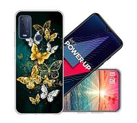 vingarshern Coque Wiko Power U30 Housse Cover Anti Choc Protection,Ultra Fine Bumper Case Étui Wiko Power U30 Coque en Silicone Souple Back Couverture,Papillon doré