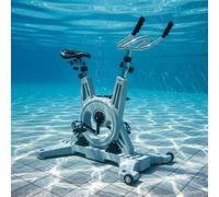 VINGLI Aquabike, Vélo pour Piscine, Guidon et Selle Réglables, Roues de Transport, Antidérapant, pour Fitness Aquatique, Rééducation, Perte de Poids, en Acier Inoxydable, HDPE, Jusqu'à 150 kg, Gris