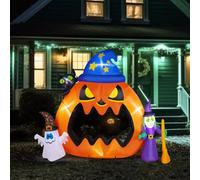 VINGLI Décorations gonflables d'Halloween en forme de grande citrouille, décorations de cour gonflables, lumières LED intégrées pour intérieur, maison, fête, jardin, pelouse, magasin, accessoire photo