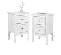 VINGLI Table de Chevet Lot de 2,Table de Nuit Blanche, Table D'Appoint avec 2 Tiroirs, Table de Chevet Bois, Table Chevet, Chevet de Lit, Commode Chambre, 40 x 30 x 60 cm