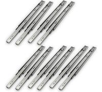 VINGO 10 unités de glissières de tiroir 250 mm à extension totale Glissière à galets Glissière télescopique de tiroir avec capacité de charge de 35 kg