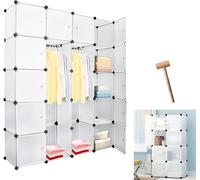 VINGO 20 cubes blanc armoire système d'étagères penderie penderie plastique DIY penderie avec portes penderie pour chambre d'enfant chambre à coucher facile à monter