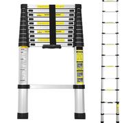 VINGO 3.2M Echelle télescopique Aluminium Echelle multi-usages Anti-pince-doigts Echelle d'extension Pliable Aluminium Antidérapant jusqu'à 150 KG