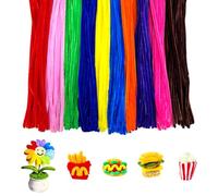 Vingspina 200 Pièces Fil Chenille Multicolor, Tiges de Fils Chenille 30cm*8mm, Chenille Loisir Creatif, avec Yeux Mobiles Autocollants Pipes Cleaner pour DIY Artisanat Décoration Fournitures