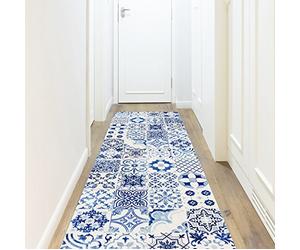 Viniliko Tapis Port Grimaud, Vinyle, Bleu, 250 x 66 x 3 cm
