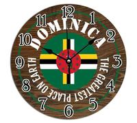 Vinisong Horloge murale Dominique The Greatest Place on Earth Horloges pour mur Drapeau Dominique Horloges silencieuses en PVC pour mur Horloge murale symbolique nationale 30,5 x 30,5 cm