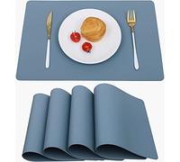 Vinjiasin Lot de 4 sets de table en cuir bleu pour intérieur et extérieur, imperméables, résistants à la chaleur, robustes, faciles à nettoyer