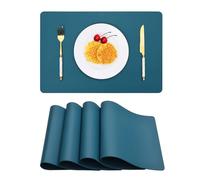 Vinjiasin Lot de 4 Sets de Table en Cuir Bleu Sarcelle pour intérieur et extérieur, Cuisine, Salle à Manger, imperméables, lavables, Robustes, résistants à la Chaleur, réversibles, faciles à Nettoyer