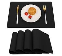 Vinjiasin Lot de 4 Sets de Table rectangulaires en Cuir Noir pour Table de Salle à Manger, imperméables et faciles à Nettoyer, résistants à la Chaleur et antidérapants, décorations de Noël