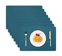 Vinjiasin Lot de 8 sets de table en cuir pour table de salle à manger, imperméables, faciles à nettoyer, durables, résistants à la chaleur, pour intérieur et extérieur, turquoise