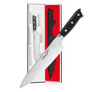 VINNAR Couteau de Chef 20cm Super Tranchant - Professionnel de Cuisine Universel en Acier Inoxydable Allemand 5cr15mov - Poignée Noire Ergonomique ABS