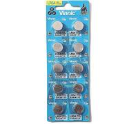 Vinnic AG10 L1131 189 V10GA RW89 D189 Pack de 10 piles Alcaline pour montres, calculatrices, jouets, Lasers, horloges, thermom152