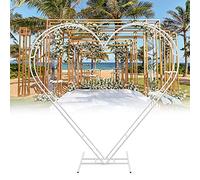 vinnyooc 207.5*21*210cm Arche de Mariage en Forme de cœur, Support d'arc de Mariage Kit, Ballon Cadre de Fleurs Décor Capacité 10kg pour Décoration de Mariage Fête d'anniversaire