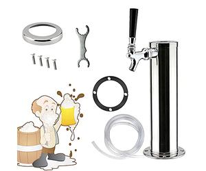 vinnyooc Distributeur de Bière Acier inoxydable, Tour à bière à Robinet Unique, Distributeur de Boissons, Verres à Bière Portable pou Bars Maisons Hôtels Restauran