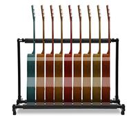 vinnyooc Support de Guitare à 9 Compartiments, Pliable Portable Multi-stand, Art Pied de Guitare électrique avec des Supports de Rembourrage Universel de Pied de Basse