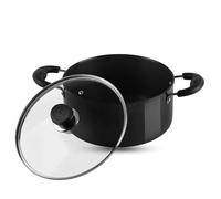 Vinod Cookware Black Pearl Lot de 2 casseroles anodisées avec couvercle en verre trempé Noir 30 Cm