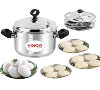 Vinod Cuiseur vapeur Idli Maker classique en acier inoxydable | 6 plaques plus profondes pour 24 Idlis moelleux | Compatible avec les cuisinières à induction et à gaz | Fond SAS | Sans rouille