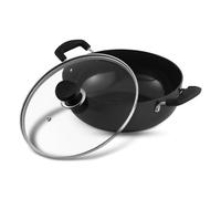 Vinod HADK-24 Kadai profond anodisé avec couvercle 3,1 l Noir perle