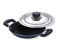Vinod Tabakh by Appachetty Poêle Anti-adhésive avec Couvercle en Acier Inoxydable Noir 215 mm