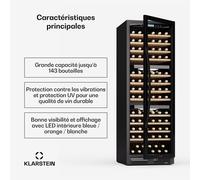 Vinovilla Trio Cave à vin | 144 bouteilles | 3 zones | 38 dB | 12 étagères | Compresseur | 413 litres G