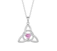 Vinoya Collier nœud celtique pour femme avec pendentif en forme de cœur avec pierre de naissance Trinité celtique, inch, Laiton, Zircone cubique