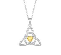 Vinoya Collier nœud celtique pour femme avec pendentif en forme de cœur avec pierre de naissance Trinité celtique, inch, Laiton, Zircone cubique