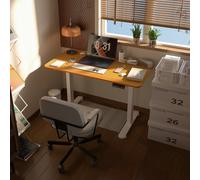 Vinsetto Bureau Debout, Réglable en Hauteur, 120x60x72-116cm, Bois Naturel/Blanc
