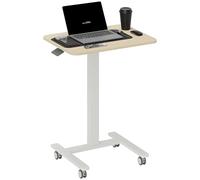 Vinsetto Bureau debout réglable en hauteur - 65 x 48 cm - Table d'ordinateur portable mobile avec manivelle - 68-108 cm - Jaune