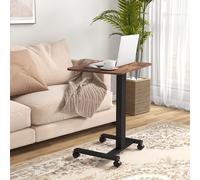 Vinsetto Bureau Debout Table de Travail, Tablette pour Ordinateur Portable, Réglable en Hauteur, 4 Roulettes, 65 cm x 48 cm x 108 cm, Marron + Noir